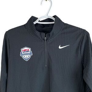 NEW Nike‎ Dri-Fit ADV USA Basketball 1/4 Zip Pullover Womens Small Black Stretch
